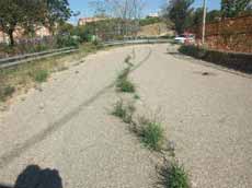 Fotograf�a del agrietamiento del pavimento asf�ltico como consecuencia de asentamientos del suelo, p�rdida de humedad.
