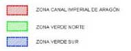 Leyenda que muestra la zona del canal imperial de Arag�n, la zona verde norte y la zona verde sur.