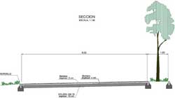 Imagen de un plano secci�n de un paseo pavimentado.
