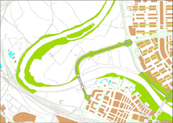 Plano de la zona donde se situar�n los viales de acceso