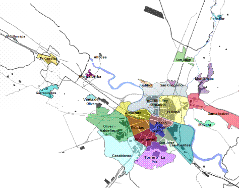 Mapa de distritos de Zaragoza