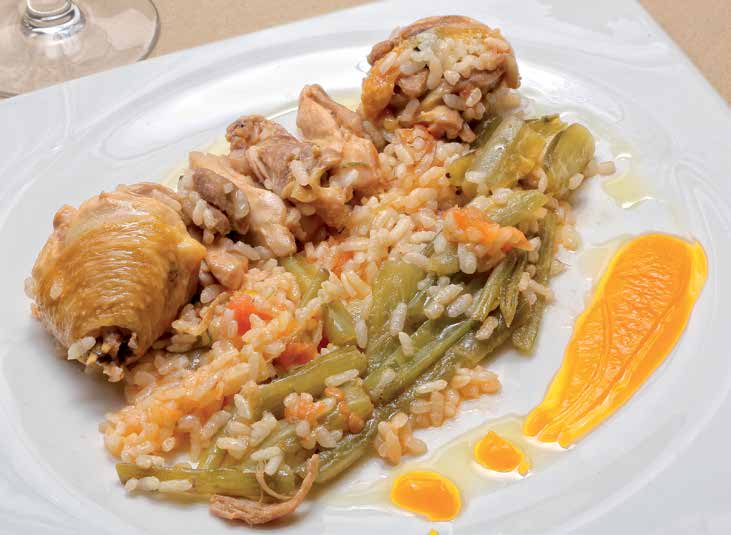 Arroz con pollo de la abuela, borrajas y azafrn ecolgico de Teruel