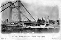 A.M.Z. Sign. 05148. Puente colgante sobre el G�llego. Fototipia Escol�. [1900-1904]