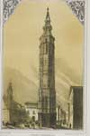 La Torre Nueva. Copia en papel realizada por Juan Mora, posiblemente de una alb�mina de Laurent. Archivo Municipal de Zaragoza. Sig. 1148.