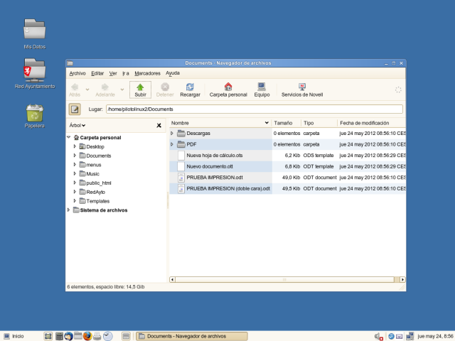 Aspecto del escritorio en AZLinux 1