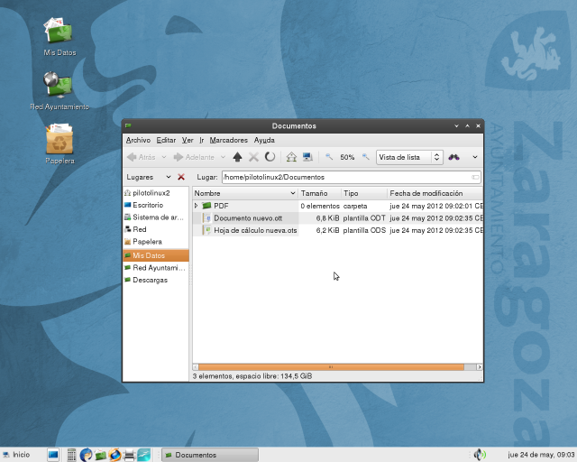 Aspecto del escritorio en AZLinux 3