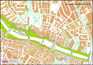 Plano del ro Ebro como calle central de la ciudad