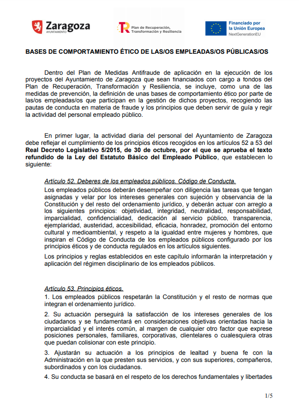 Bases de comportamiento ético de las/os empleadas/os públicas/os
