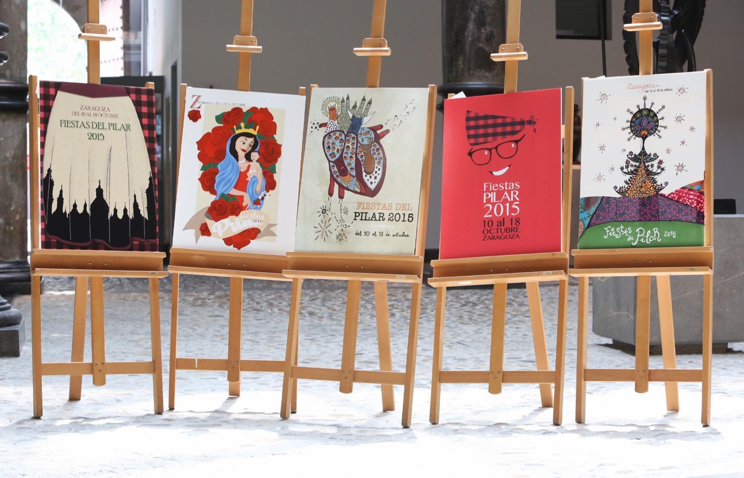 Pulsa para ver la imagen en grande: Propuestas finalistas para el cartel anunciador de las fiestas del Pilar 2015