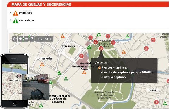 Mapa donde se reflejan las quejas y sugerencias recibidas