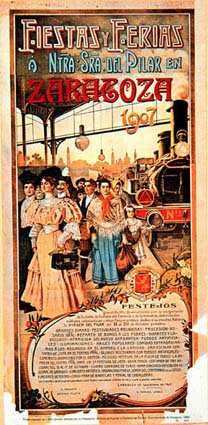 A.M.Z. Sig. Car-32. Cartel Fiestas y ferias a Ntra Sra del Pilar en Zaragoza 1907.