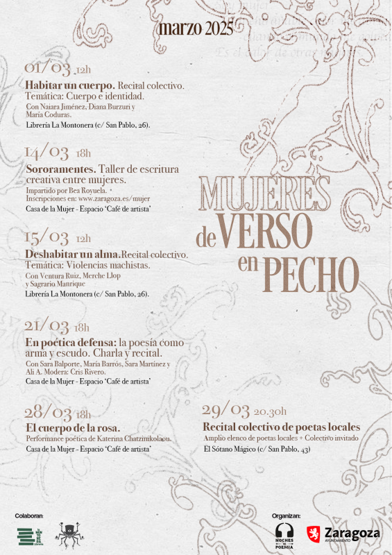 Cartel Programa Ciclo Mujeres Verso en Pecho