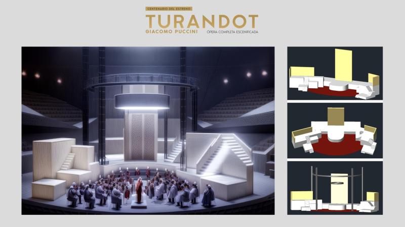 Render de la escenografía de la ópera Turandot que se podrá ver en el Auditorio de Zaragoza.