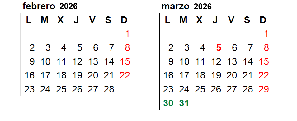 Calendario Feb 2026
