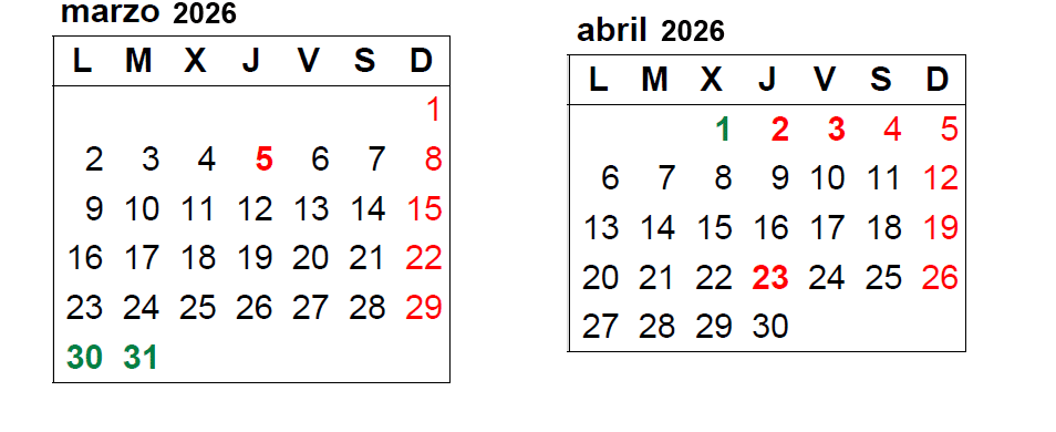 Calendario Mar 2026