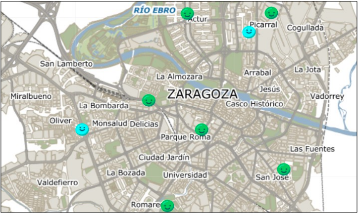 Mapa de implantación de Estaciones de medición de calidad del aire