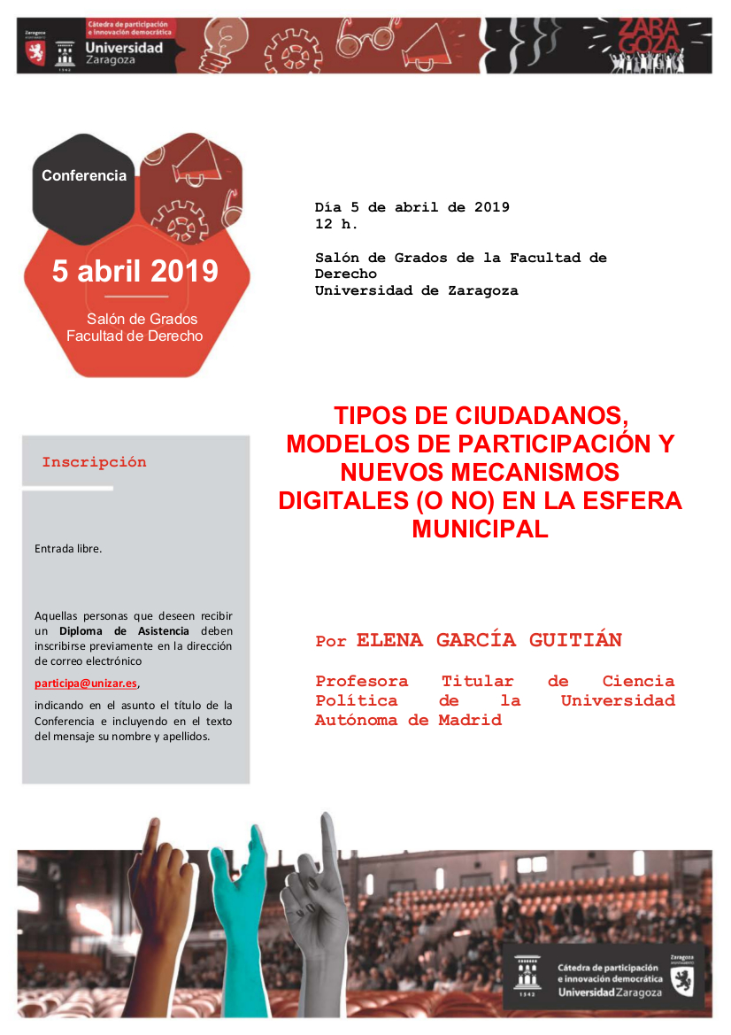 Conferencia. Tipos de ciudadanos, modelos de participación y nuevos mecanismos digitales (o no) en la esfera municipal.