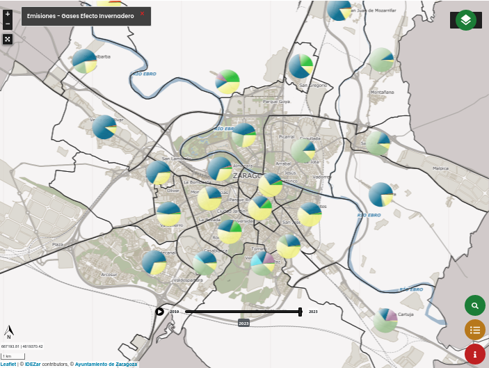 Mapa de emisiones GEI por distritos