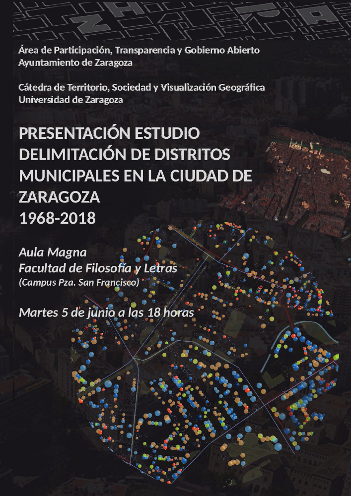 Cartel Delimitación de los Distritos Municipales en la ciudad de Zaragoza